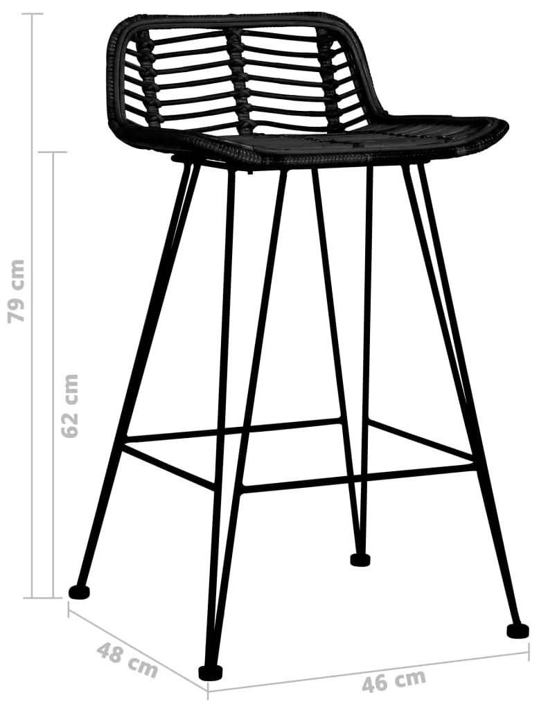 Cadeiras de bar 2 pcs vime preto