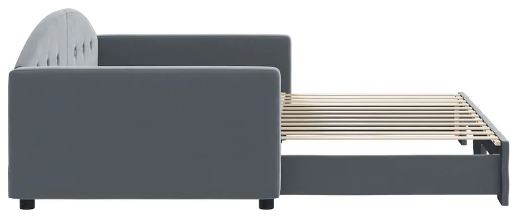 Sofá-cama com gavetão 100x200 cm veludo cinzento-escuro