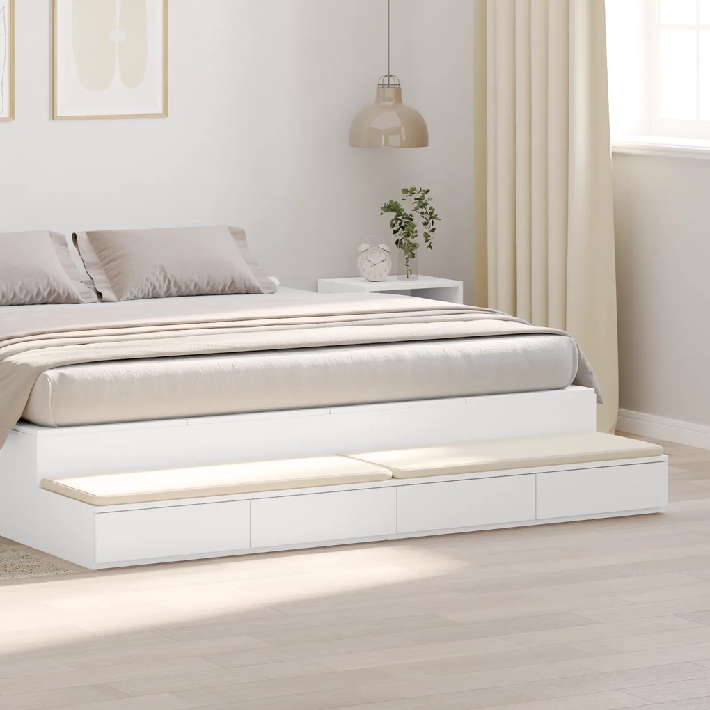 gavetas de cama vidaXL Brancas 180x36,5x16,5 cm em madeira de engenharia