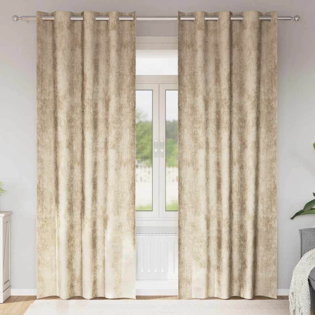 vidaXL Cortinas 2 pcs com Ilhós Creme 245x140 cm