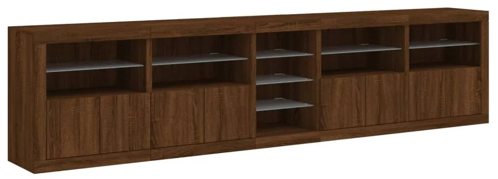 Aparador com luzes LED 283x37x67 cm carvalho castanho