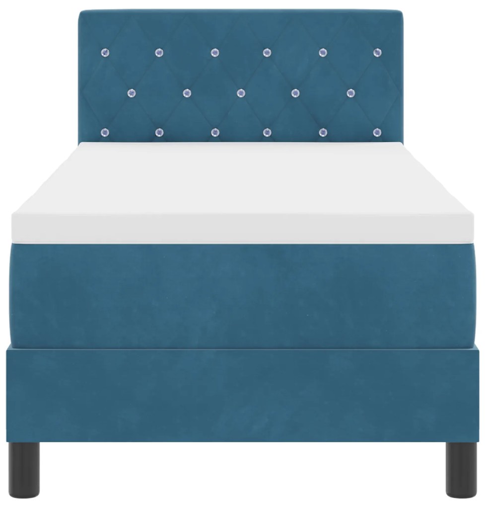 Camas Box Spring vidaXL com Colchão Azul Escuro 80x200 cm Veludo