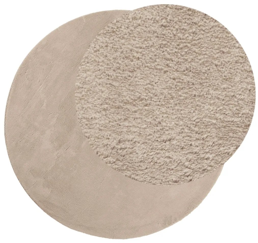 Tapete pelo curto macio e lavável HUARTE Ø 100 cm cor areia