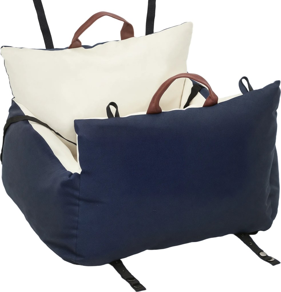PawHut Assento de carro para cão com cinto de segurança e fixação assento de carro para cão acolchoado 49x53x36cm azul-marinho | Aosom Portugal