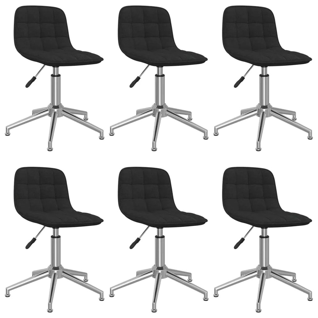vidaXL Cadeiras de jantar giratórias 6 pcs tecido preto