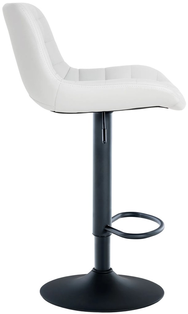 Banco de bar Tover em couro sintético e com estrutura preta 48 x 81-105 x 54 cm Branco