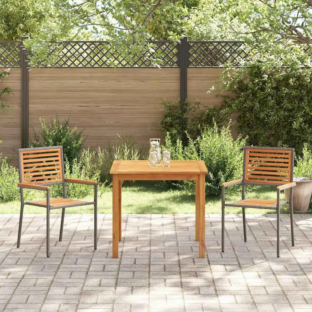 Conjunto de Jantar para Jardim 3 pcs Cinzeto 85 x 85 x 74 cm