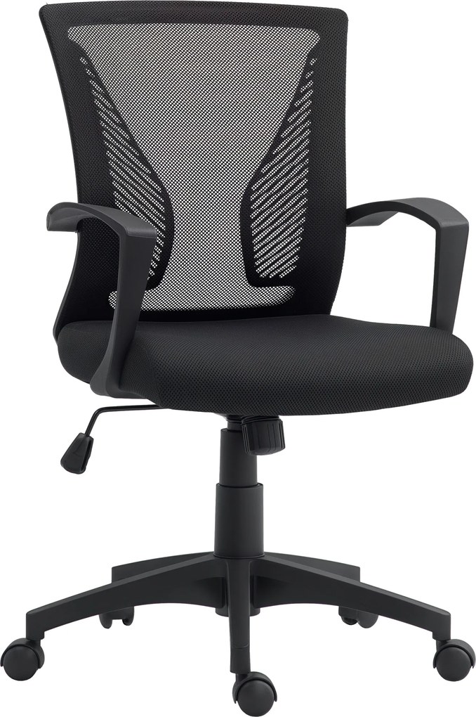 HOMCOM Cadeira de Escritório Assento com Encosto em Malha Respirável Altura Ajustável 62x60x92-102 cm Preto | Aosom Portugal