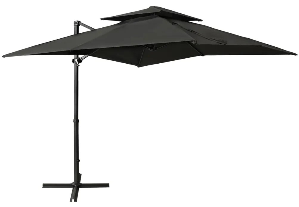 vidaXL Guarda-sol jardim cantilever c/ toldo duplo 250x250cm antracite