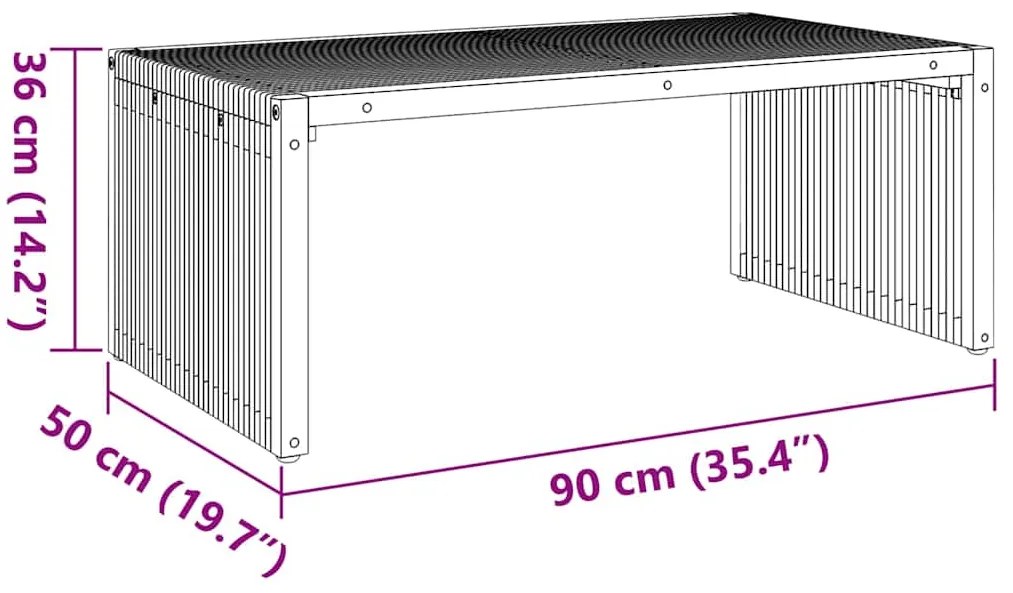 Mesa Lateral de Jardim 90x49.7x36 cm Madeira Sólida Teca