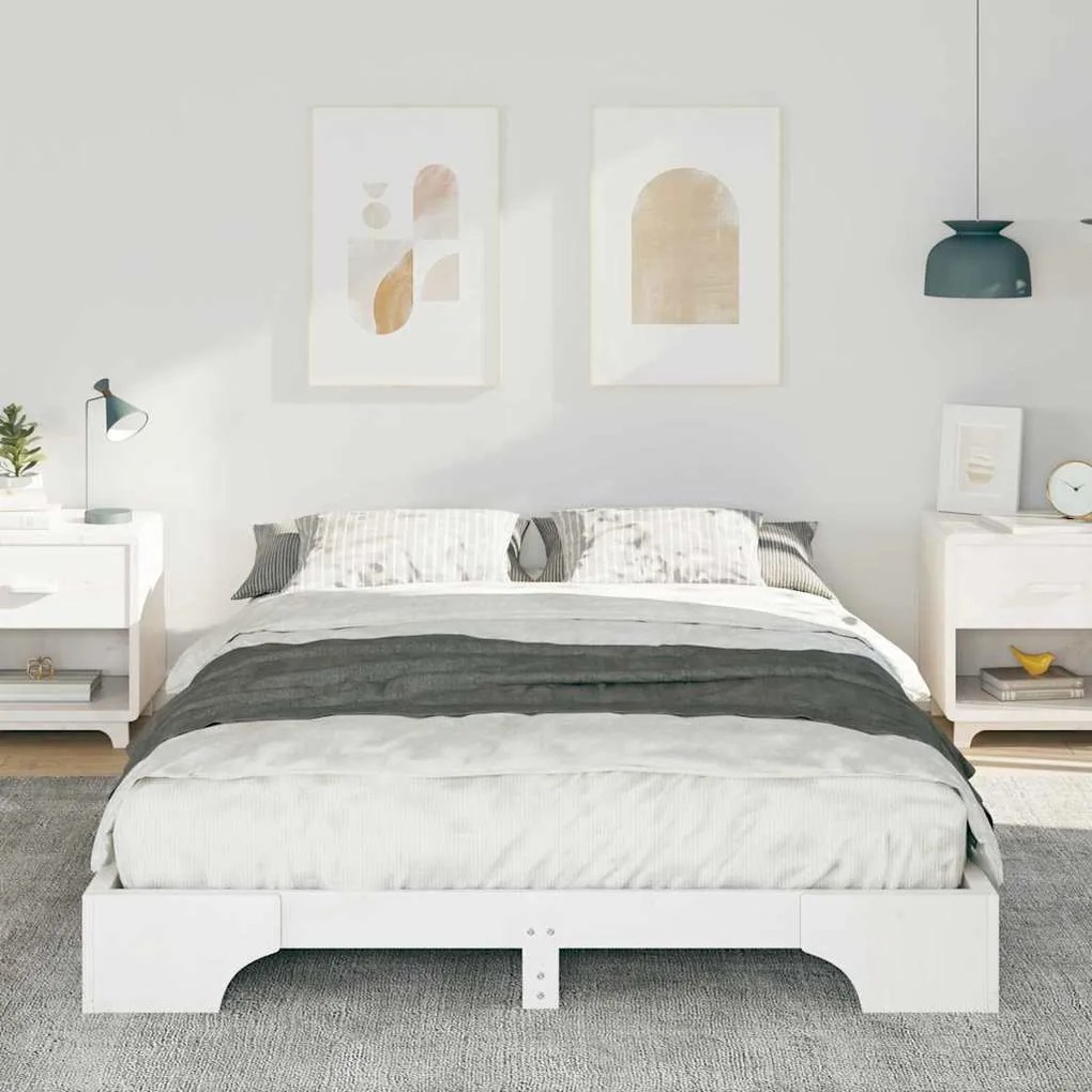 Estrutura de cama de chão com armazenamento Branco 140 x 220 cm
