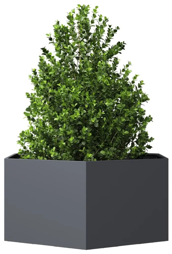 Vaso/floreira de jardim hexagonal 104x90x45 cm aço antracite