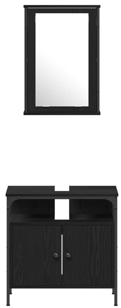 Conjunto de Móveis para Casa de Banho de 4 Peças Carvalho Preto Madeir