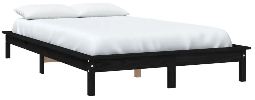 Estrutura de cama super king size 180x200 cm pinho maciço preto