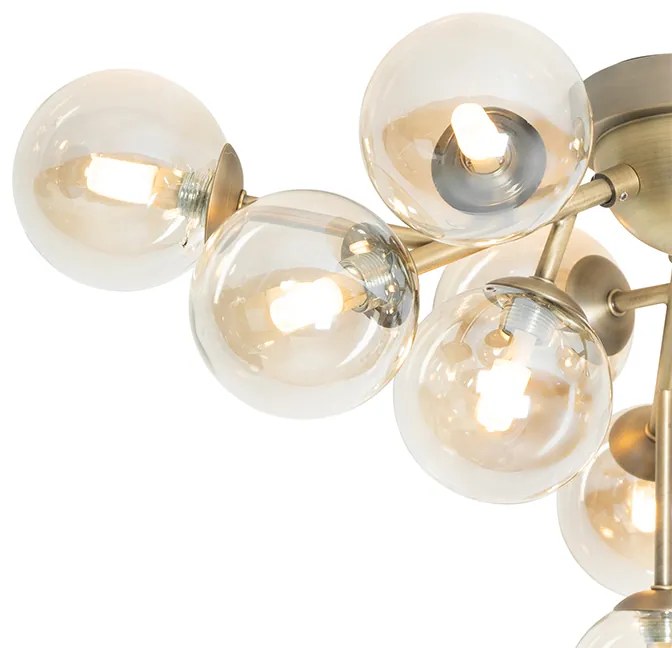 LED Plafond Inteligente Bronze com Vidro Âmbar 12 Luzes incl. 12 Wifi G9 - Bianca
