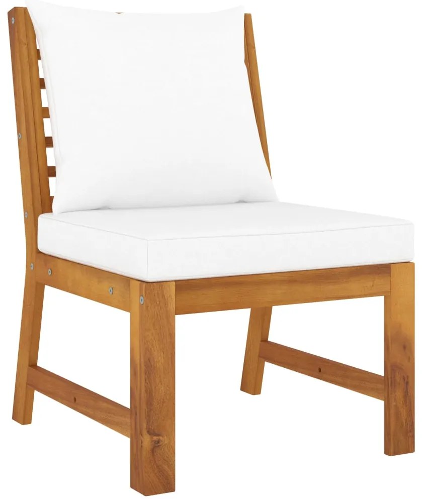 4 pcs conj. lounge jardim c/ almofadões cor creme acácia maciça