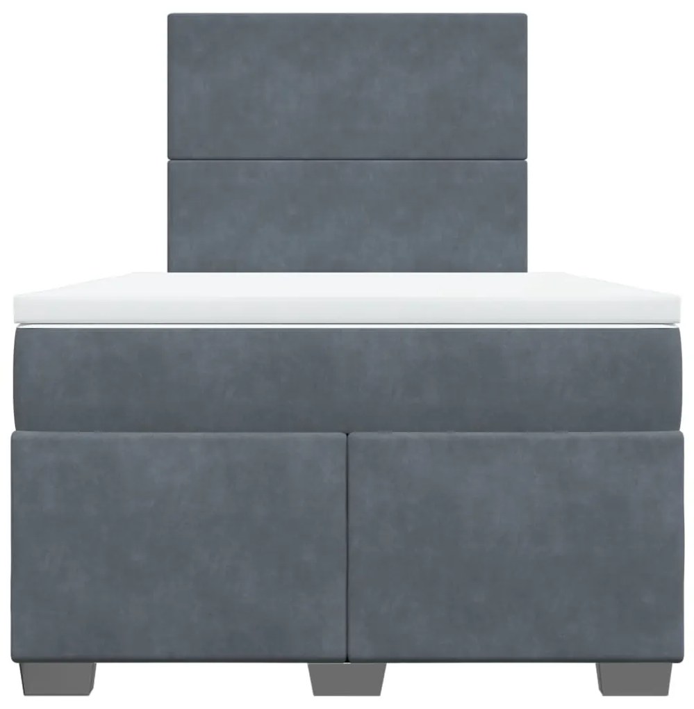 Cama boxspring com colchão 120x200 cm veludo cinzento-escuro