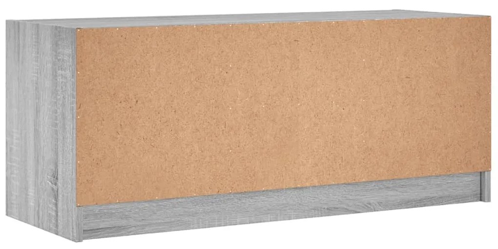 Móvel de TV c/ portas de vidro 102x37x42 cm cinza sonoma