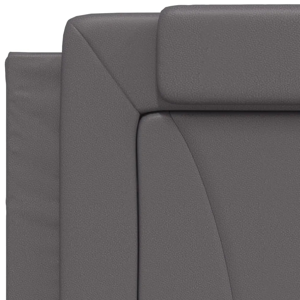 Estrutura cama c/ cabeceira 180x200cm couro artificial cinzento