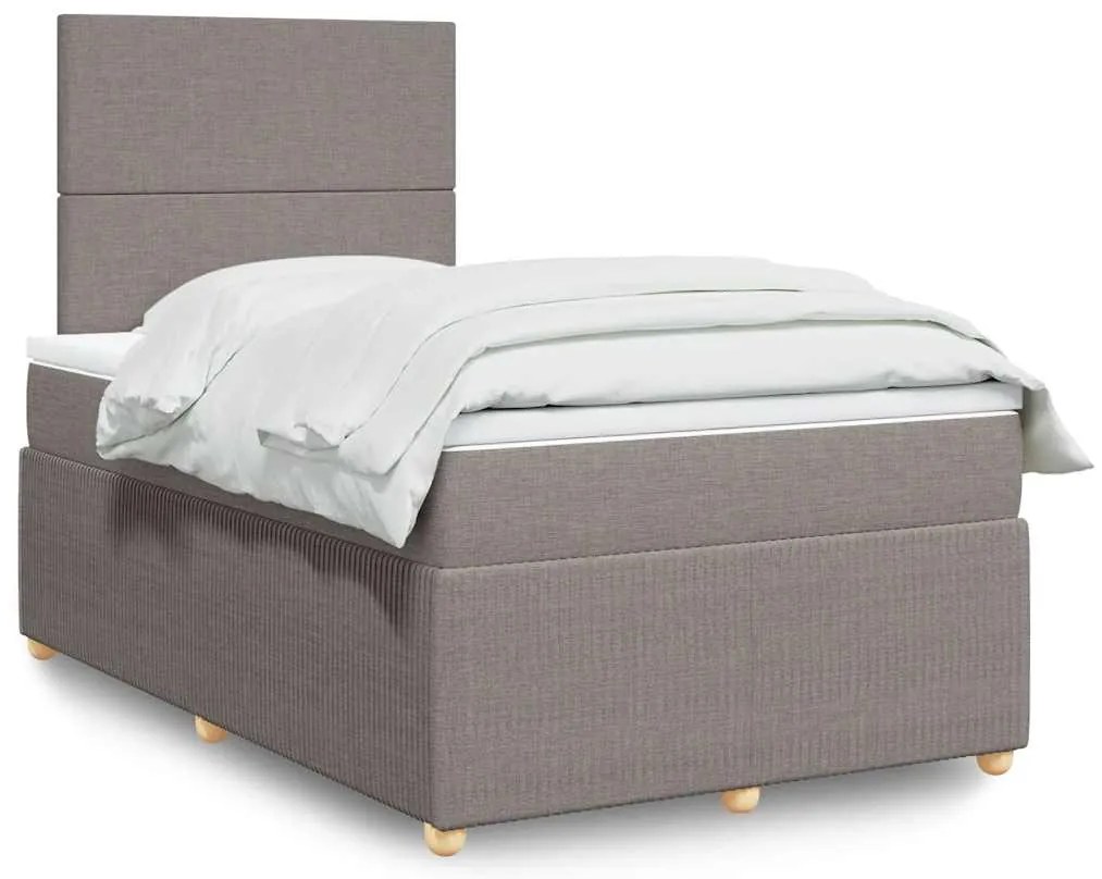 Cama boxspring c/ colchão 120x190cm tecido castanho-acinzentado