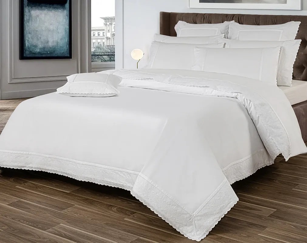 Sacos para edredão  - Luxor algodão percal branco 400 fios: 1 capa P/ edredão fecha com fecho / Zip - 280x260 cm (largura  x comprimento )  + 2 fronhas 50x70 cm  fecha com pala interna