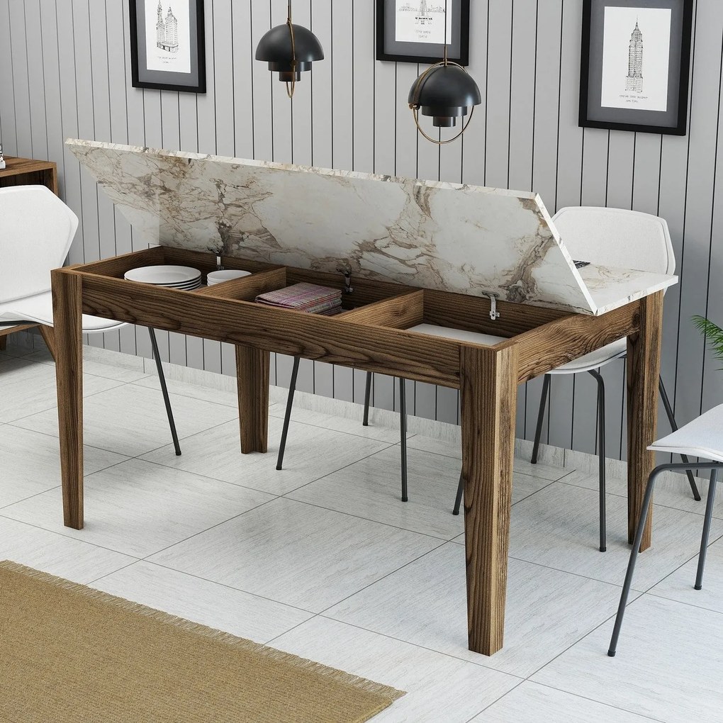 Mesa de Jantar Milan500 – Nogueira e Branco – 145x75x88 cm