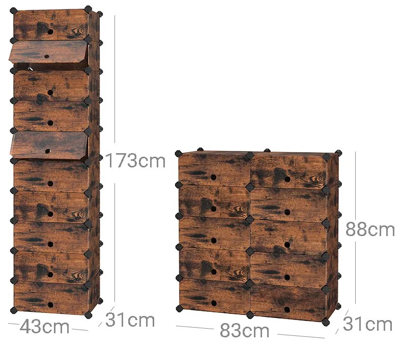 Sapateira em plástico 43 x 31 x 173 cm Castanho vintage