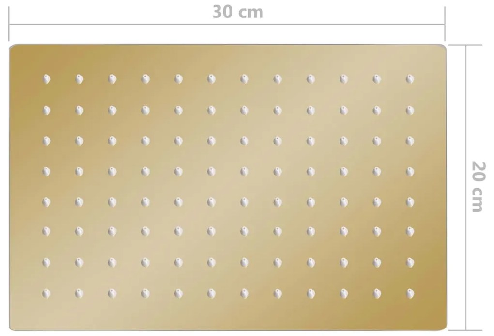 Cabeça de chuveiro retangular 30x20 cm aço inoxidável dourado