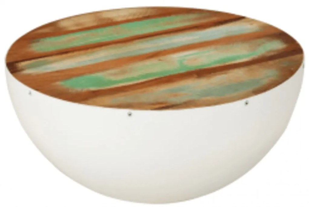 Mesa centro formato tigela 60x60x30 cm madeira reciclada maciça