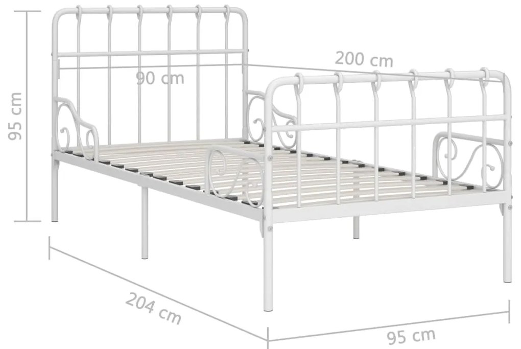 Estrutura de cama com estrado de ripas 90x200 cm metal branco