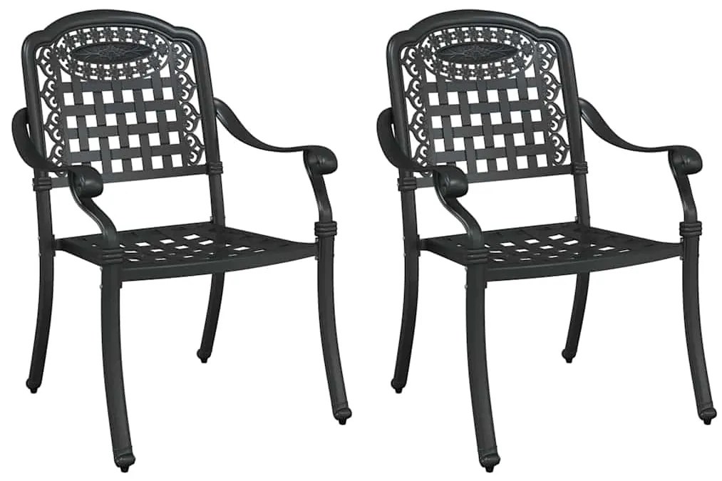Cadeiras de Jardim vidaXL 2 unidades Preto Alumínio Fundido