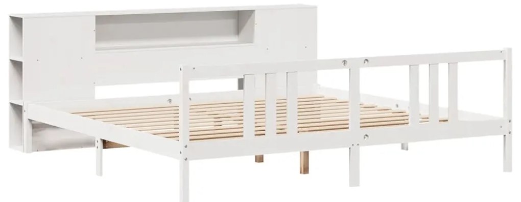 Cama com estante sem colchão 200x200 cm pinho maciço branco