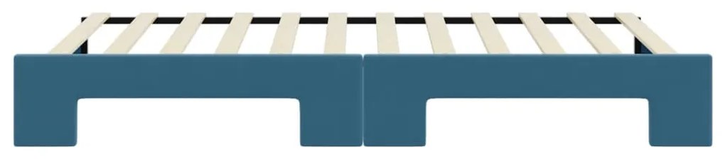 Sofá-cama com gavetão 90x200 cm veludo azul