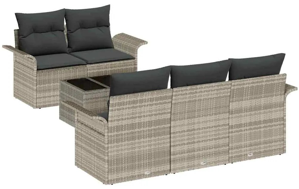 Conjunto de Sofá para Jardim com 6 Peças e Almofadas de Rattan Poly Ci