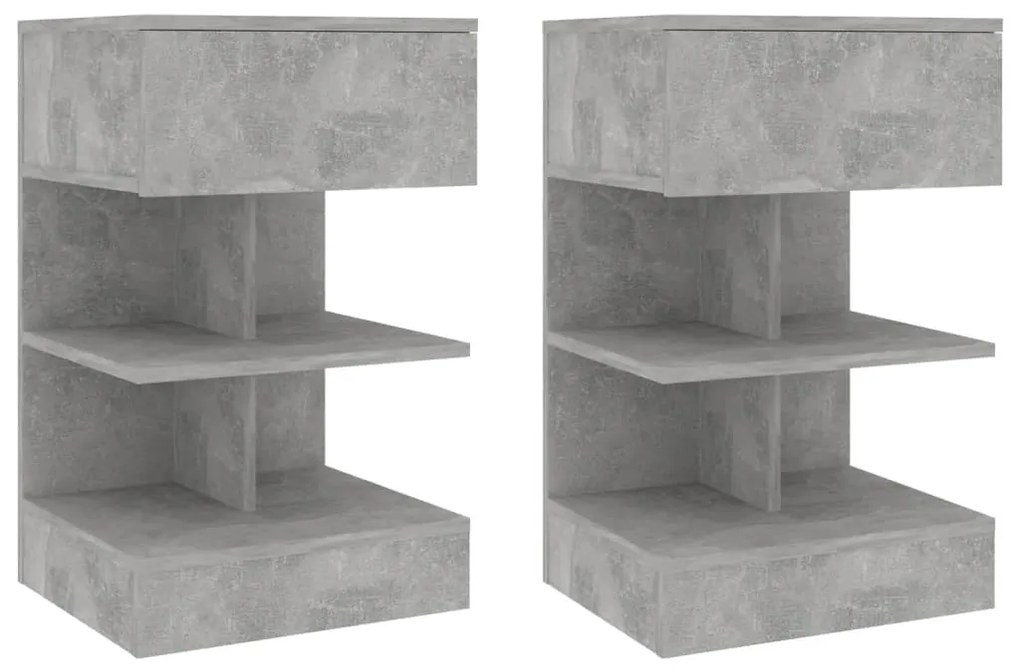 Mesas de cabeceira 2 pcs 40x35x65 cm cinzento cimento