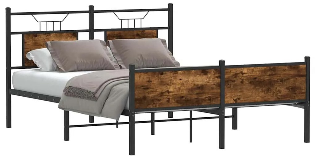 vidaXL Estrutura de cama s/ colchão derivados madeira carvalho fumado