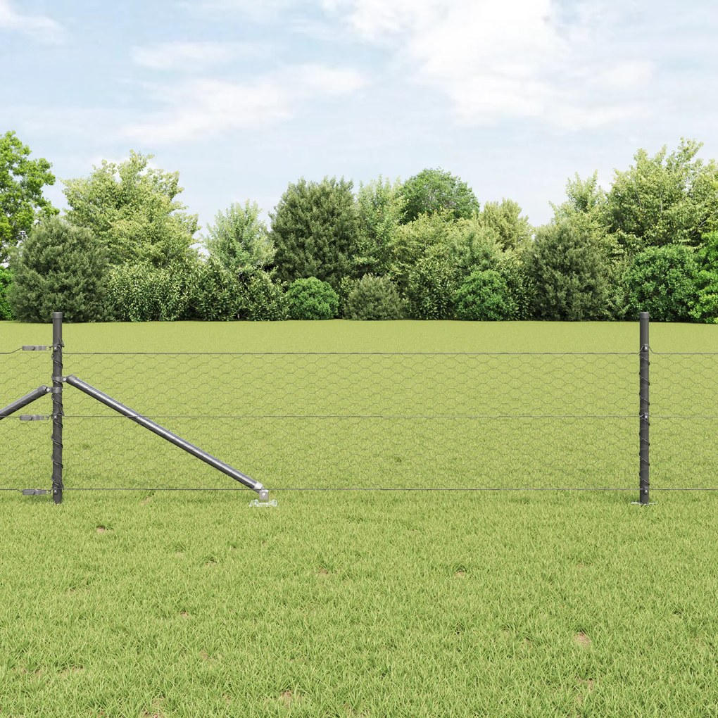 Cerca Hexagonal vidaXL Cinza 0,5x100 m Aço