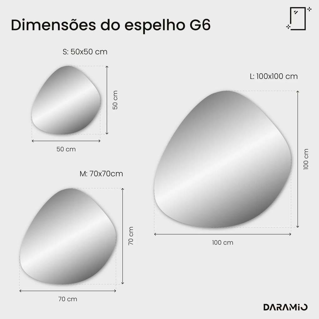Espelho com luz em forma de seixo G6