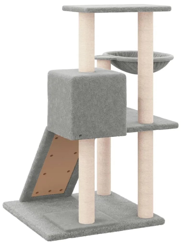 Árvore p/ gatos c/ postes arranhadores sisal 82 cm cinza-claro