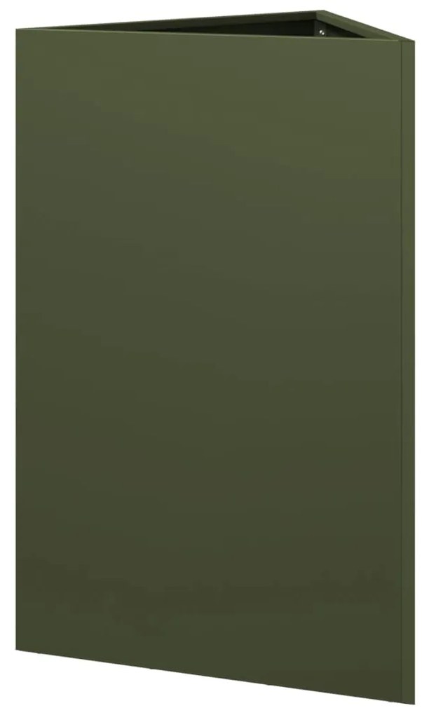 Vaso/floreira jardim triangular 50x43x75 cm aço verde-azeitona