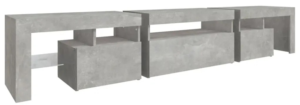 Móvel de TV com luzes LED 215x36,5x40 cm cinzento cimento