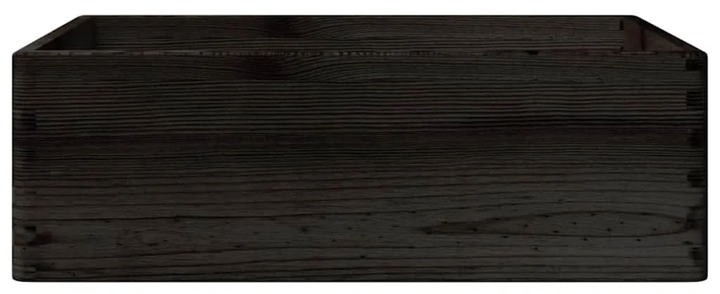 Caixa madeira com pegas preta 40x30x13 cm pinho madeira maciça