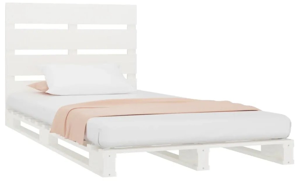 Cama sem colchão 100x200 cm madeira de pinho maciça branco