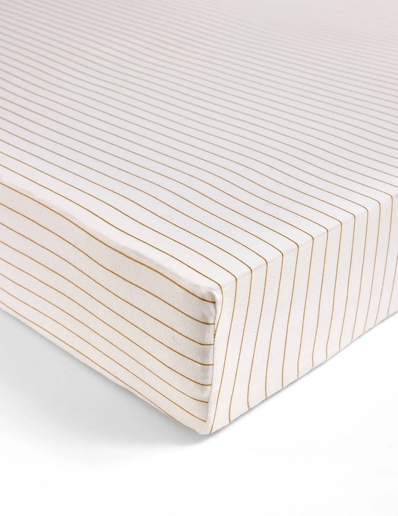 Lençol com elástico jersey às riscas para bebé riscas castanhas