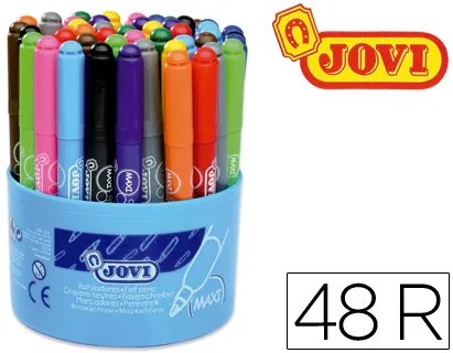 Conjunto de 48 Marcadores Ponta Grossa, com 12 Cores de 4 Cada Cor, Ponta de 13 mm Jovi Maxi