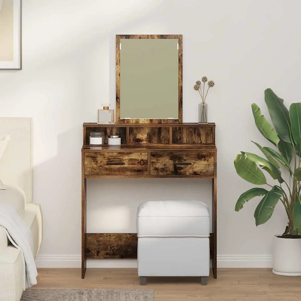 vidaXL Mesa de Maquiagem com gaveta Carvalho fumado 79 x 41 x 140 cm