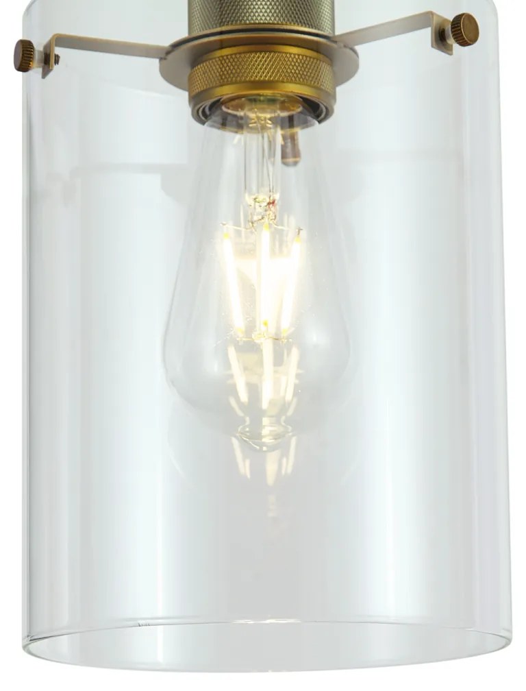 Candeeiro suspenso de design bronze com vidro transparente - Domo Moderno