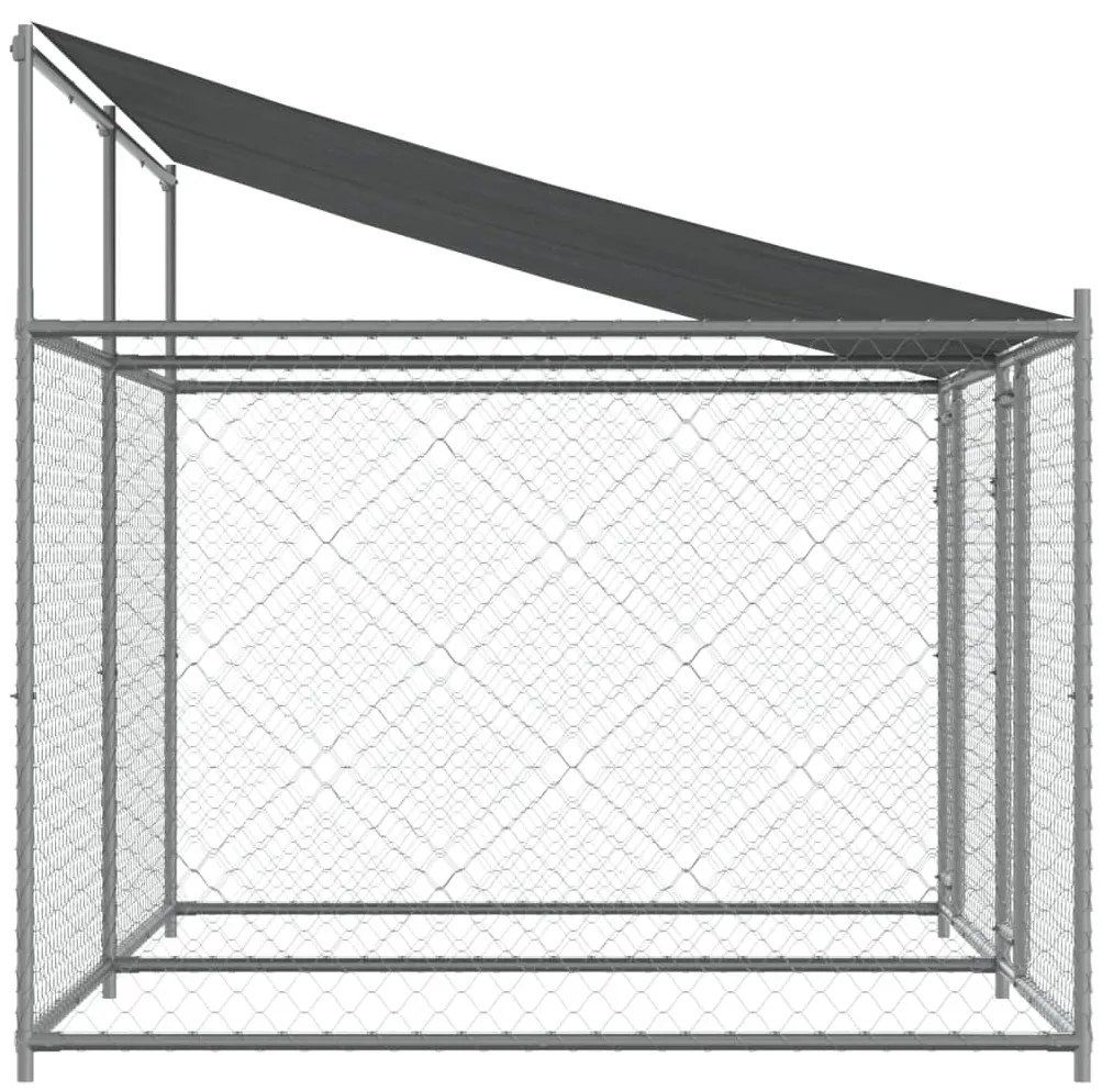Jaula para cão com telhado/portas 4x2x2 m aço galvanizado cinza