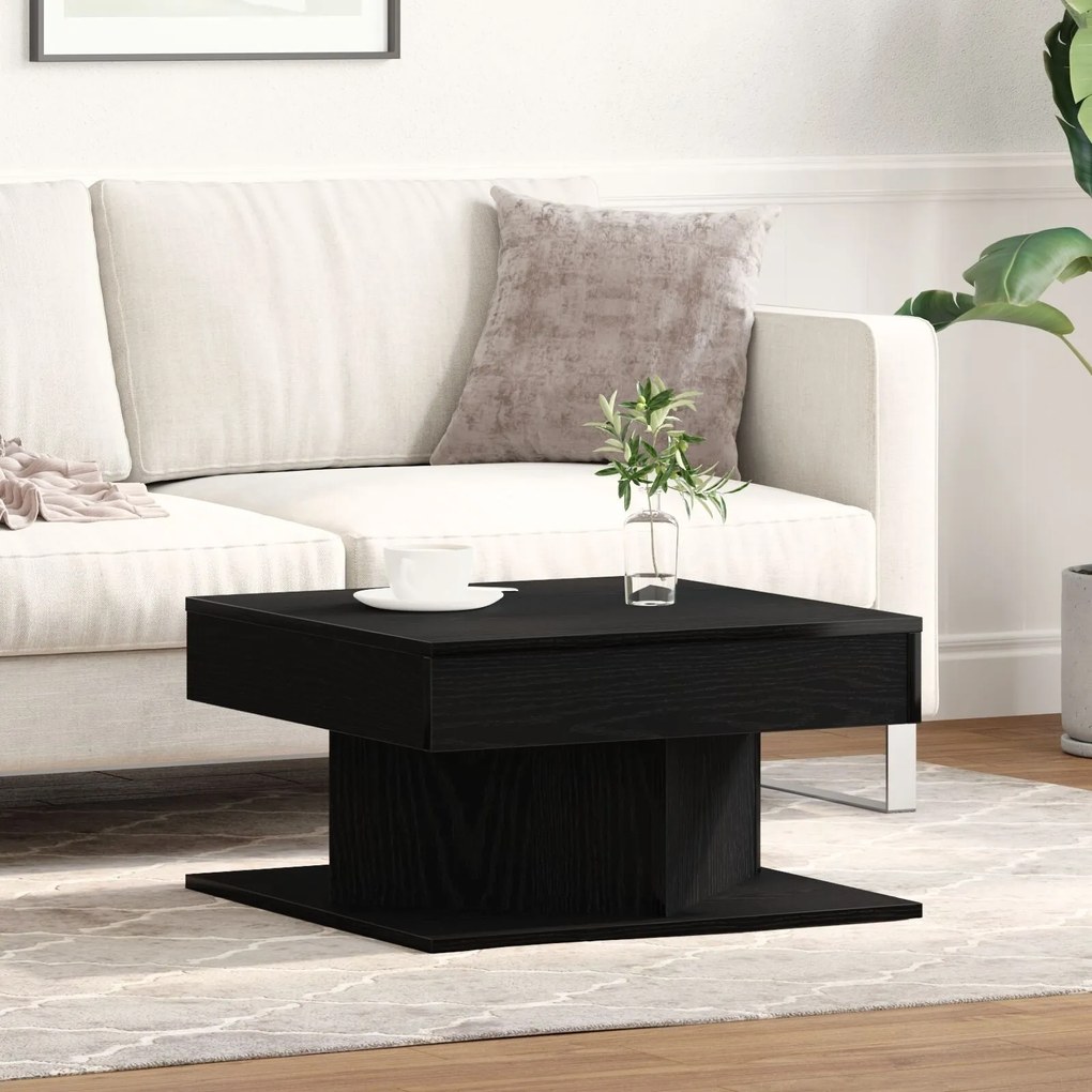 Mesa de Café vidaXL Preta Carvalho 57x57x30 cm Madeira de Engenharia