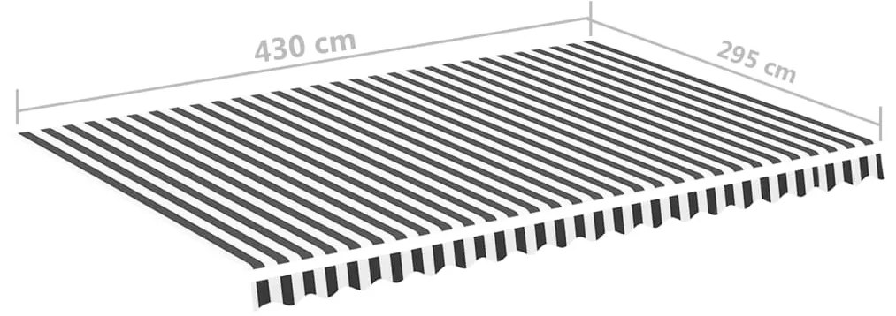 Tecido de substituição para toldo 4,5x3 m antracite e branco